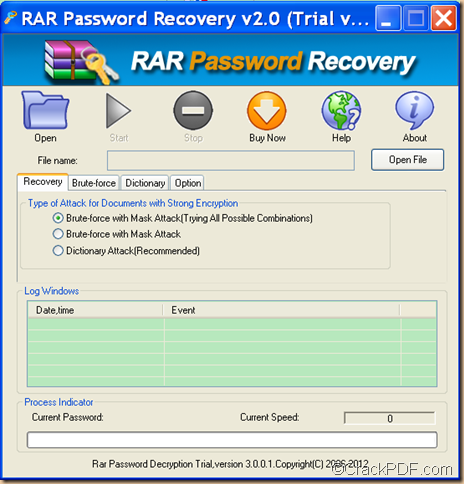 recover WinRAR archive password using RAR Password Recovery