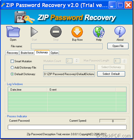 recover ZIP password using Crack PDF ZIP Password Recovery