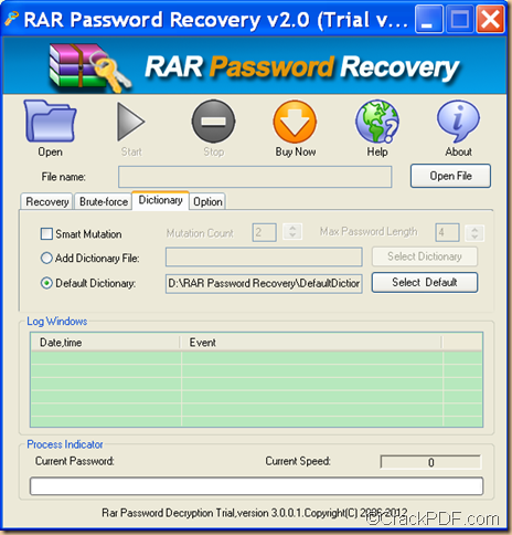 recover password for encrypted RAR using RAR Password Recovery