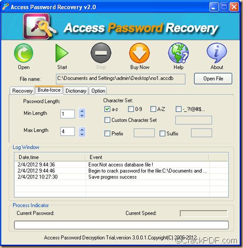 remove password from  MS Access database documents using Access Password Recovery