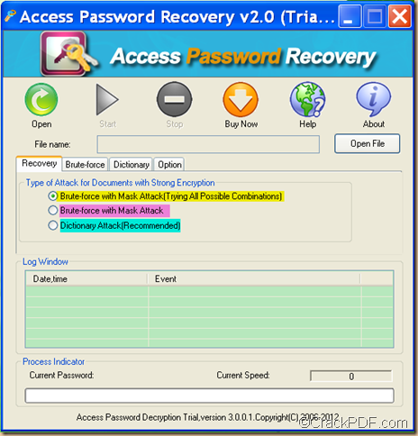 retrieve password using Access Password Recovery