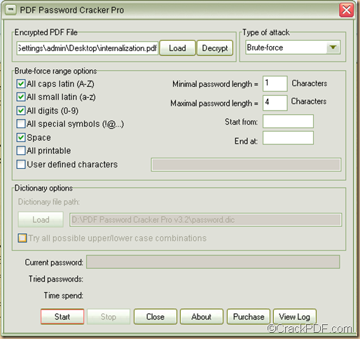 recover PDF password using PDF Password Cracker Pro