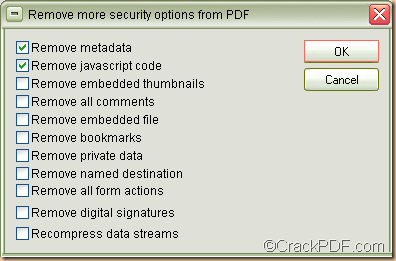 remove PDF password and other security data