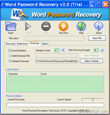 unlock encrypted Word using CrackPDF Word Password Recovery