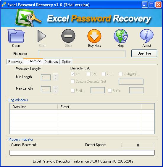 the interface of CrackPDF Excel Password Recovery