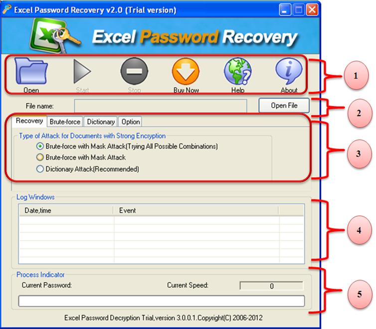 the interface of CrackPDF Excel Password Breaker
