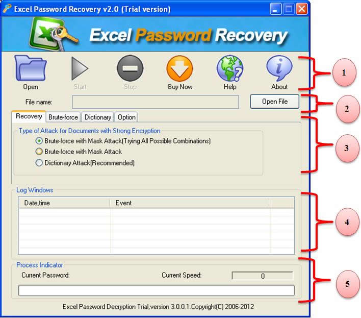 the interface of CrackPDF Excel Password Cracker