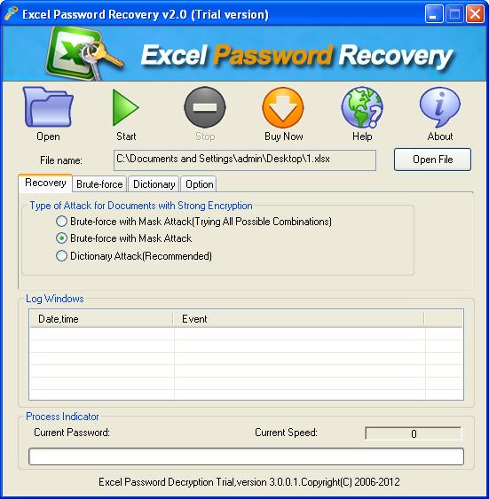 the interface of CrackPDF Excel Password Remover 