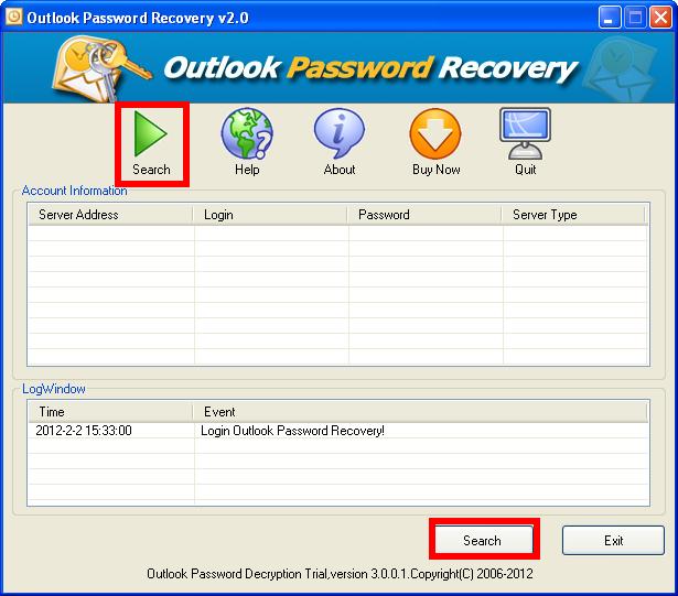 Just click either of the Search to unlock Outlook password
