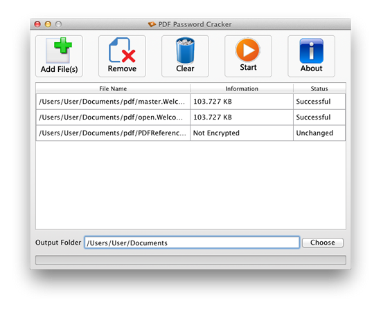interface of PDF Password Recovery Tool for Mac