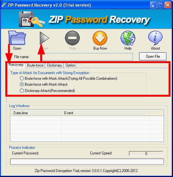 the interface of CrackPDF ZIP