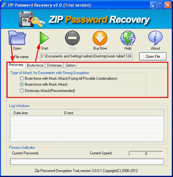 Open CrackPDF ZIP Password Cracker