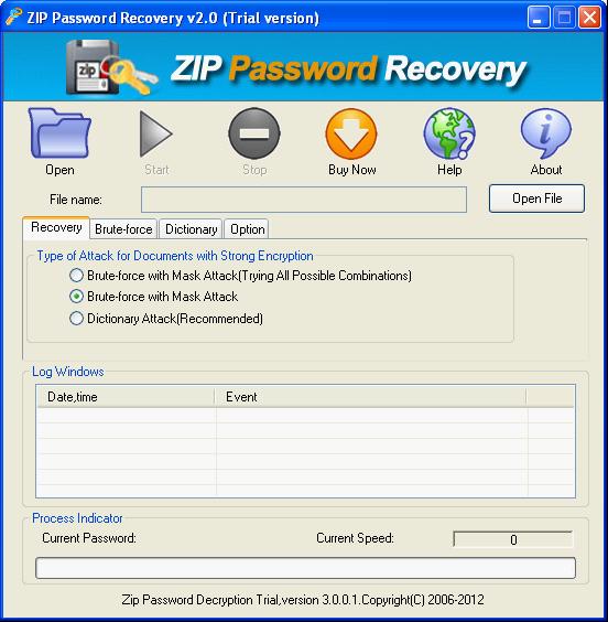 the interface of CrackPDF ZIP Password Detector 