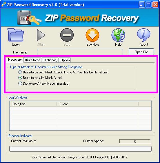select strategies to retrieve ZIP password