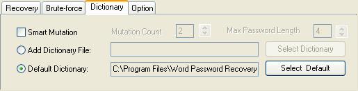 the Dictionary tab control