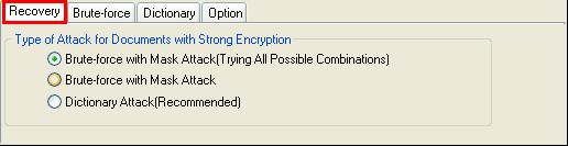 the Brute-force tab control.