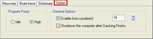 Option tab control